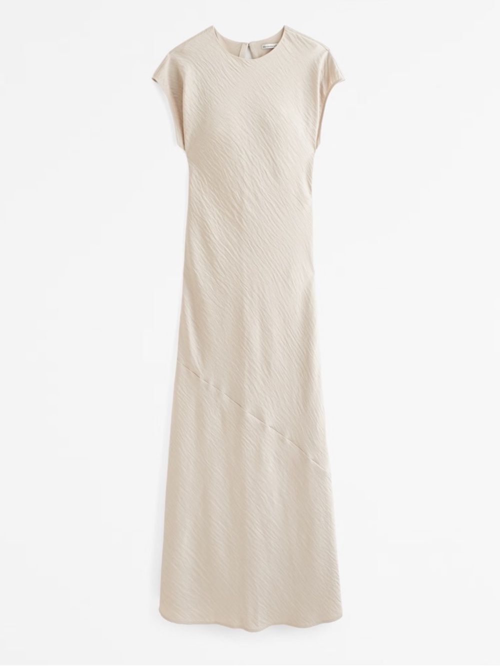 NWT Abercrombie & Fitch Crinkle Satin Maxi Dress - Cream Tan Beige - Picture 4 of 9